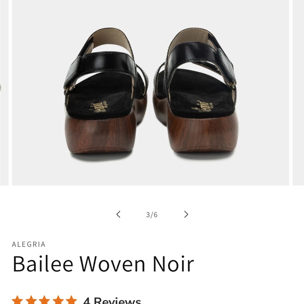 Alegria Black Textured Leather Platform Slingback Sandals - Picture 7 of 7